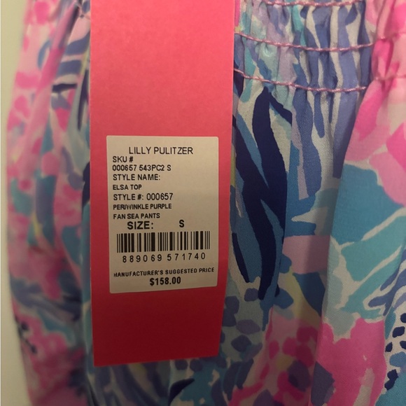Lilly Pulitzer Elsa top NWT size small in periwinkle purple fan sea pants - Picture 2 of 3